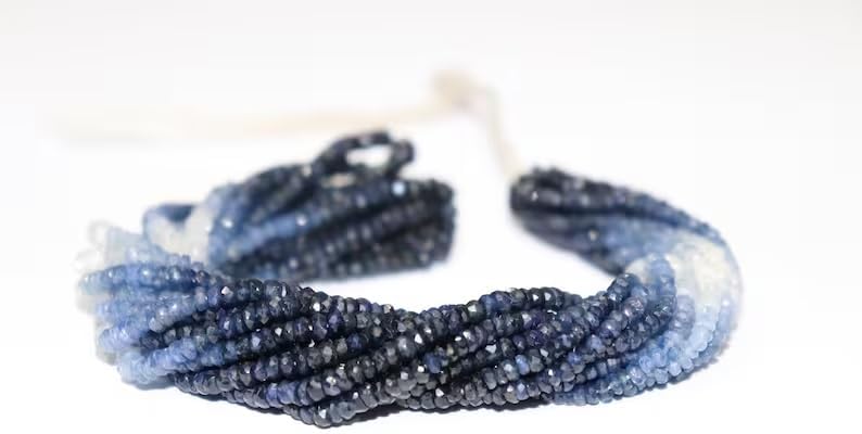 AAA+ Quality Blue Sapphire Shaded Faceted Rondelle 2.5-3mm Beads Strand for Jewelry Making Micro Gemstone Beads Wholesale