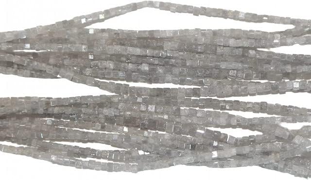 Gray Diamond Faceted Cube 4 Inch Bead Strand & 2.5 Carats Natural Precious Gemstone Perfect for DIY Jewelry Making Necklace, Earrings Rings CHIK-STNRD-24459