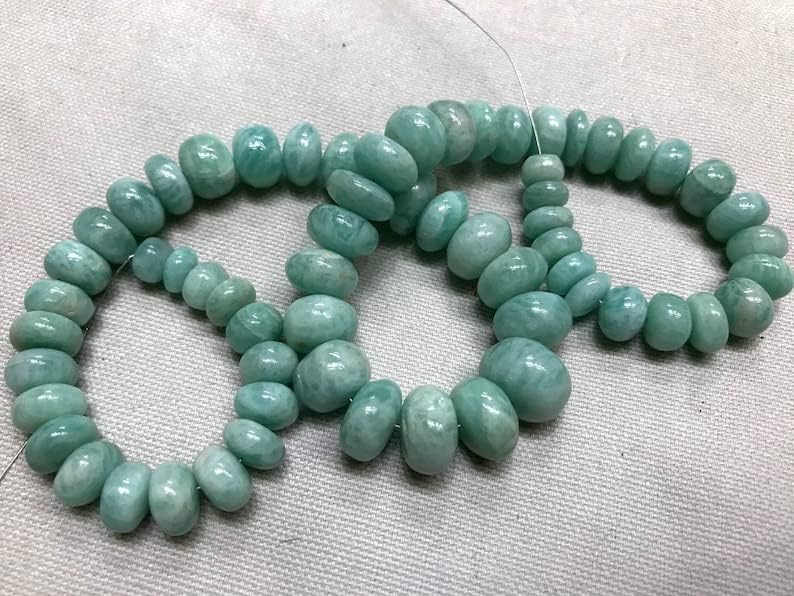 Natural Amazonite rondelle soomth Beads 7x10mm 17 inch Long String Jewelry Making Gemstone Beads for Necklace Bracelet