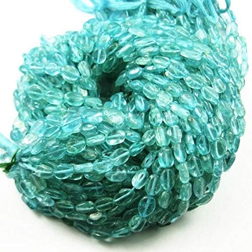 10 Strand Lot Natural Blue Apatite Smooth Oval Gemstone Loose Craft Beads 14 Inch Long 5mm 7mm Code-HIGH-1103
