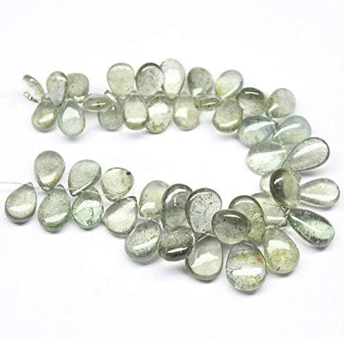 1 strand moss aquamarine pear drop smooth 6'' long strand gemstone beads, jewelry supplies for jewelry making, bulk beads, for meditation jewellery gemstone 9mm to 14mm