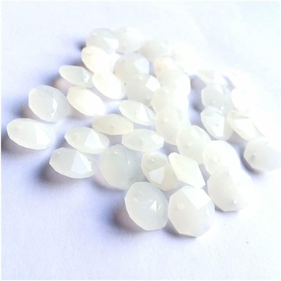 Hanging Crystals Prisms 500pcs 14mm Jade White Crystal Octagon Faceted Chandelier Beads Glass DIY Garland Strands Accessories for Home Deocr Hangings Crystals for Decoration
