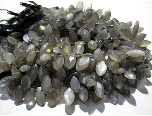 13 inch natural beads strand of 12x6mm faceted marquise gray moonstone gemstone beads for DIY jewelry - necklace, bracelet, earring, ring.
