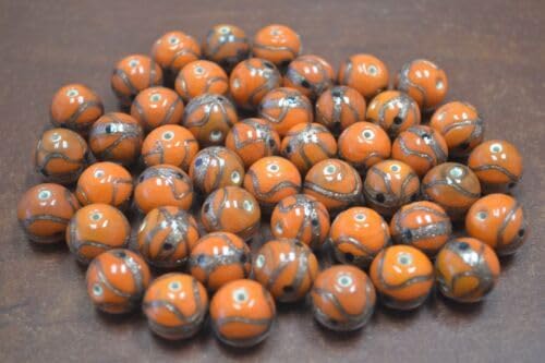 100+ PCS Orange Round LAMPWORK Glass Glass Beading Beads 15mm #T-2232 Fast Free Supply
