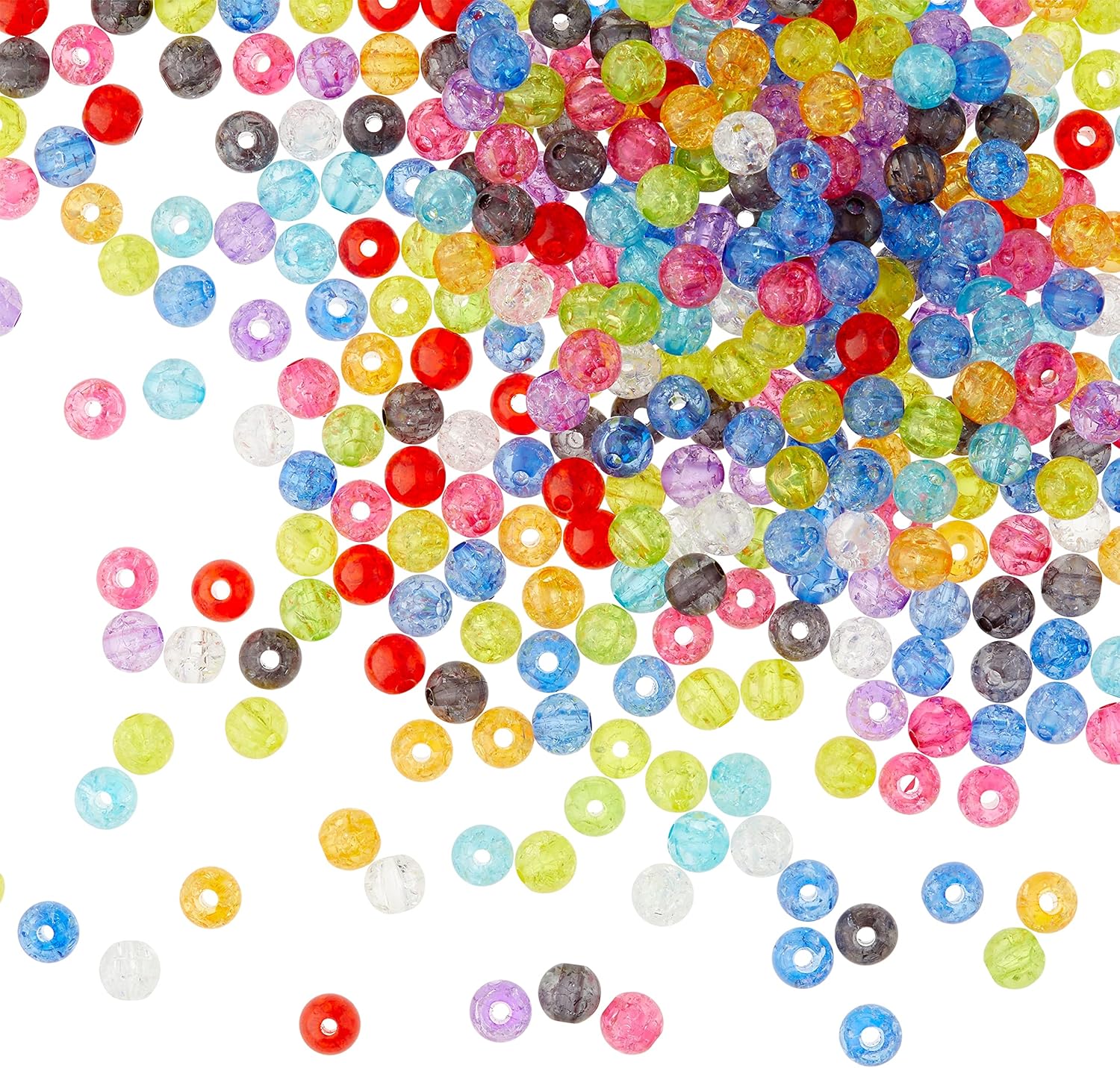 Bead Landing Multicolor Crackle Acrylic Round Beads, 7.5mm, 6 Pack