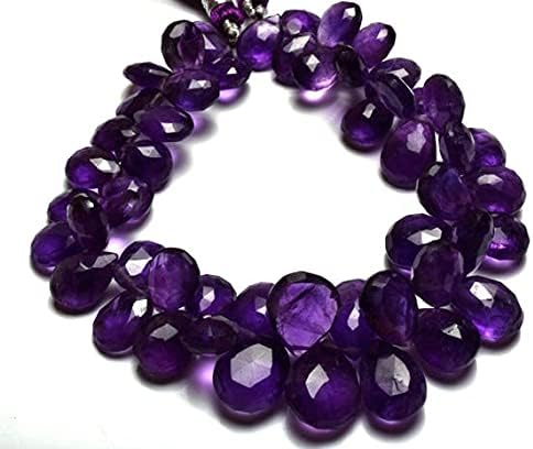 8 inch Strand of Natural Amethyst 11-17mm pear Faceted briolette Beads for DIY Jewelry Making. |BRIO_00242
