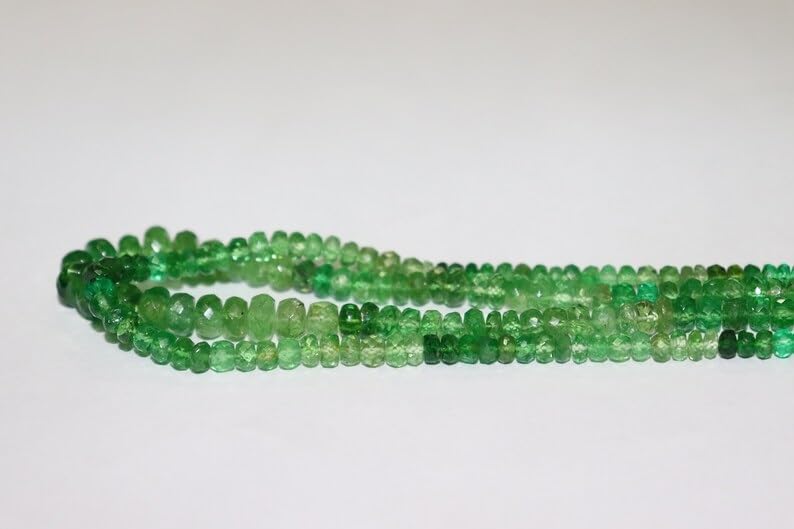 Tsavorite Faceted Rondelle Beads 3-6 mm Tsavorite Faceted Shaded Beads Shaded Tsavorite Beads Strand Tsavorite Rondelle Beads