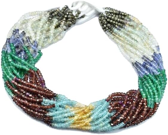 13 inch Strand of Natural gem Multi Mix Stone, 3-4mm Rondelle Faceted Beads for DIY Jewelry Making. | Beads_05497