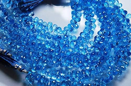 8.25 Inches Long Strand, AAA Natural Swiss Blue Topaz Faceted Drops Briolettes, Size 9-7.5mm Code-HIGH-52312
