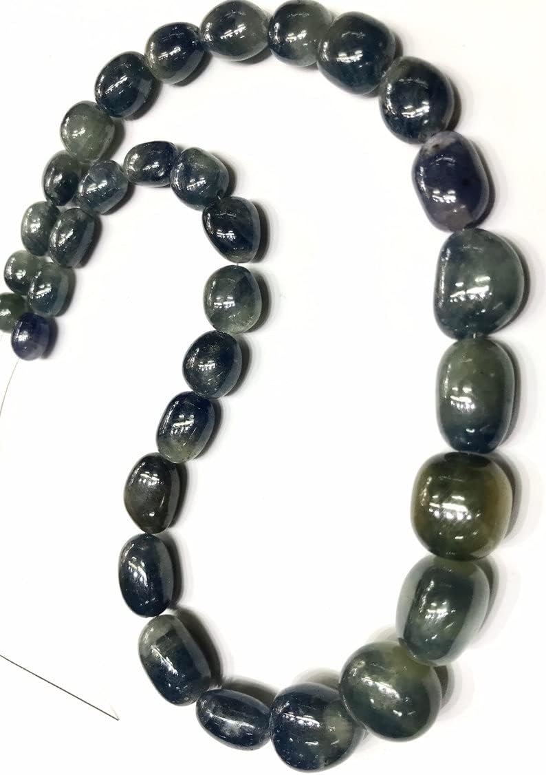13 inch Strand of Natural gem Bio Sapphire, 8-18mm Tumble Smooth Beads for DIY Jewelry Making. | Beads_01940