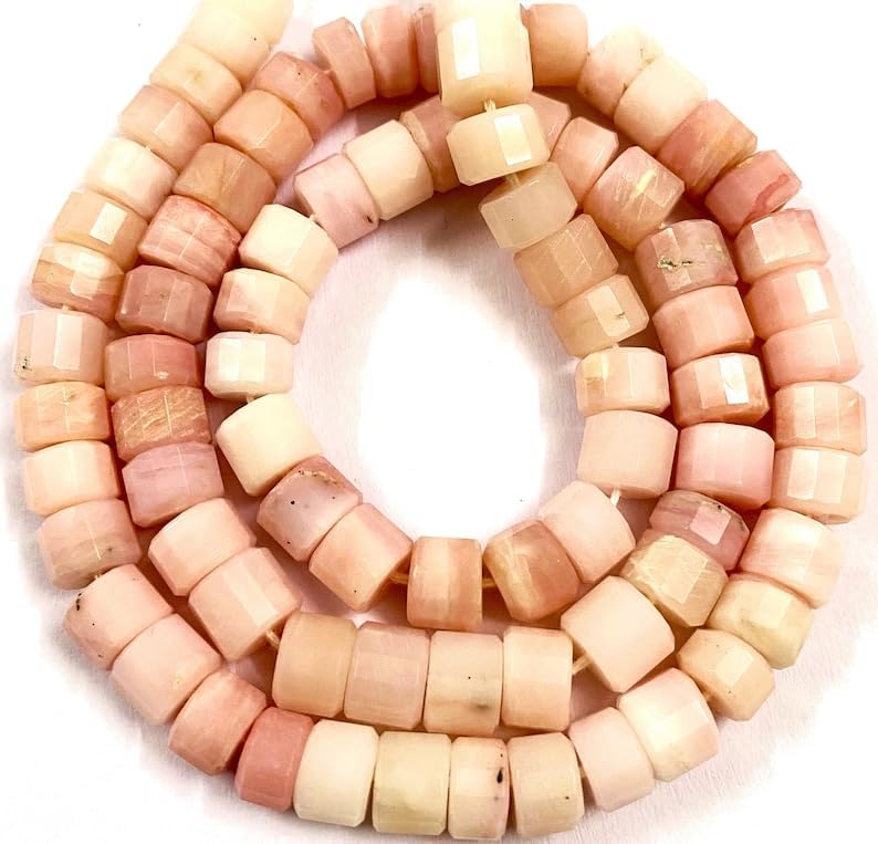 Natural Pink Opal rondelle Faceted Beads 6x7mm 16 inch Long String Jewelry Making Gemstone Beads for Necklace Bracelet