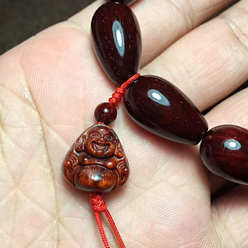 小叶紫檀【笑弥勒】2.0 * 1.2水滴珠搭配笑弥勒笑 手串高油密玻璃底(小叶紫檀笑弥勒)