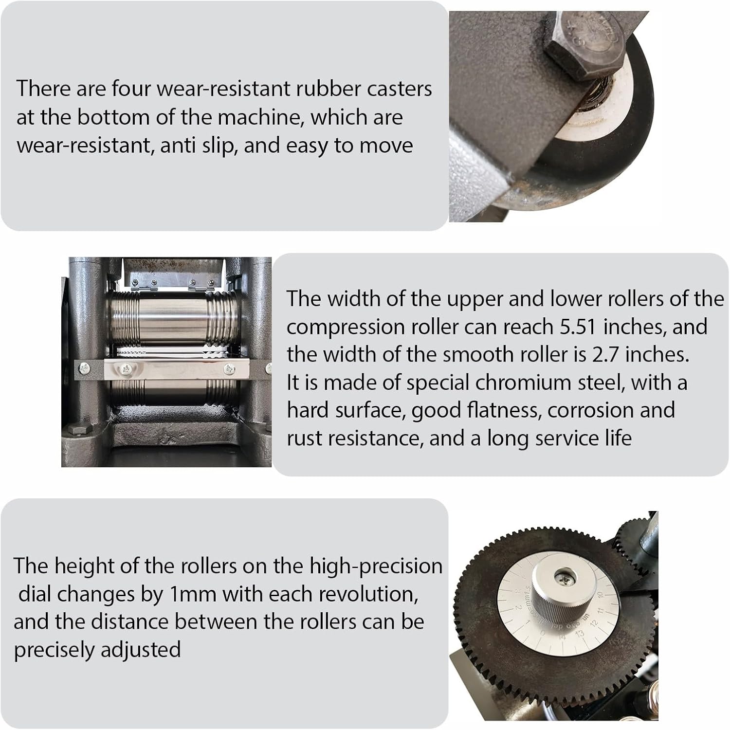 BEILOCKERY 110V Electric Vertical Jewelry Rolling Mill Machine 1500W DIY Jewelry Making Flake Pressing Machine Metal Wire/Flat Sheet Presser for Gold Silver Platinum Copper