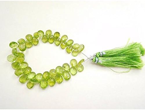 13 inch natural beads strand of 6x8-8x12mm faceted pear peridot gemstone briolletes beads for DIY jewelry - necklace, bracelet, earring, ring.