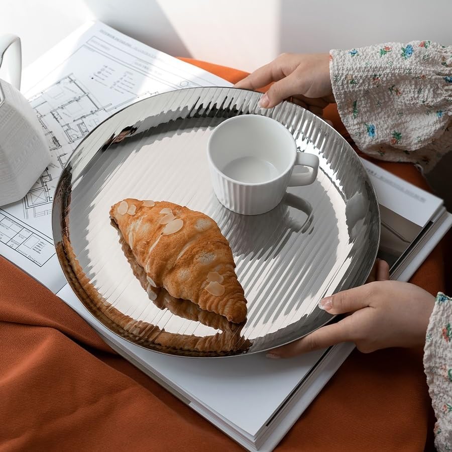 Tray Stainless Steel Western Food Tray Household Light Luxury Dining Tray Tea Cup Storage Tray Sample Ornaments Storage Tray Serving Trays