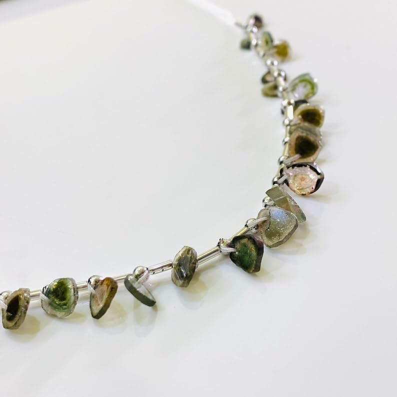 Natural Watermelon slices chips faceted Beads 6-9 mm 4 inch long string jewelry making gemstone beads for necklace bracelet