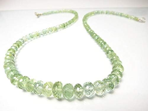 925 sterling Silver Personalized Gift 4-9mm stacking Green Green Beryl Necklace Round, Faceted 17