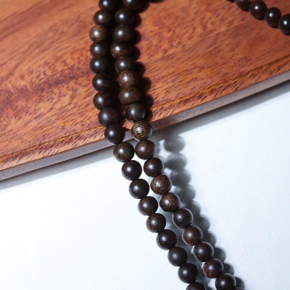 Agarwood 6mm*108pcs Brunei Black Chess Agarwood Skewers Buddha Bead Rosary Gift Set