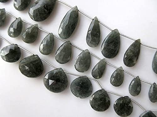 Moss Aquamarine Huge Faceted Pear Shaped Briolette Beads, 15mm to 23mm 8 Inch