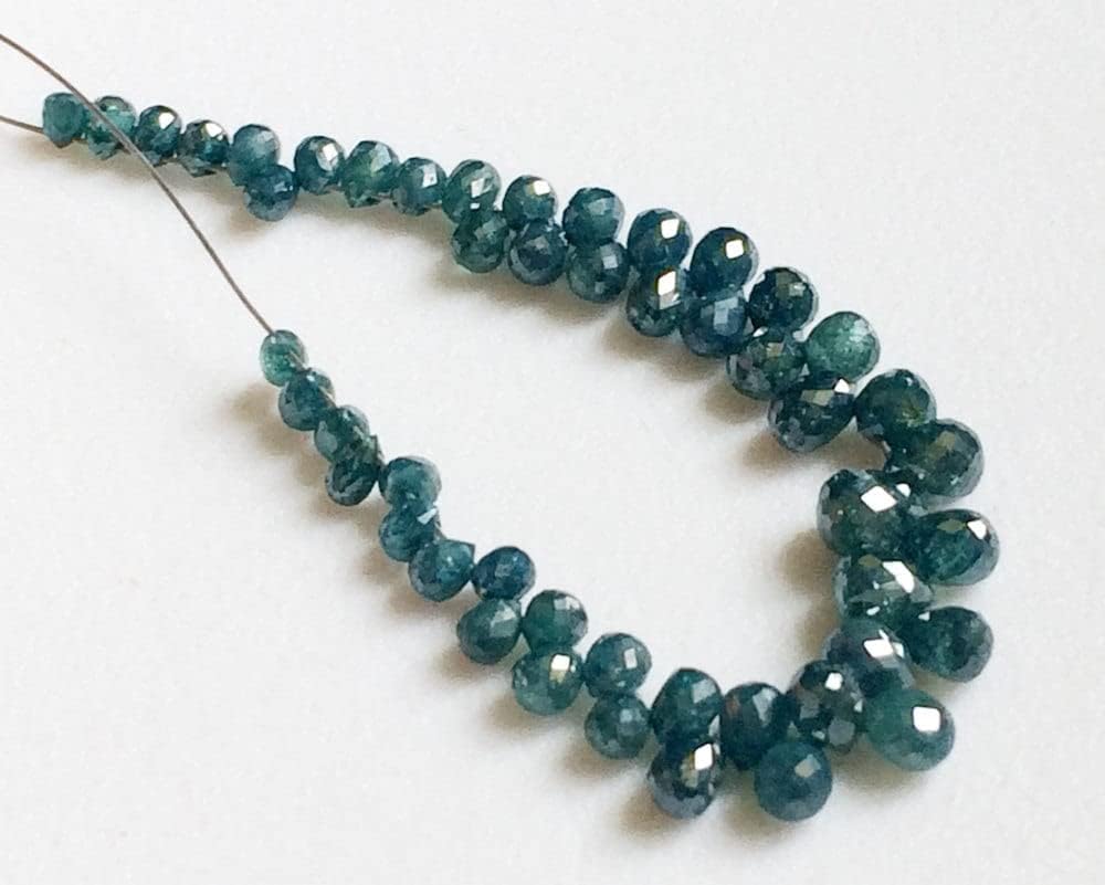 2x2.5mm-2x3mm Blue Diamond Faceted Briolette Beads, Natural Sparkling Rough Diamond Tear Drops, Diamond Drops For Jewelry (2Pcs To 10Pcs), 2x2.5 MM-2x3 MM, 5 PCS