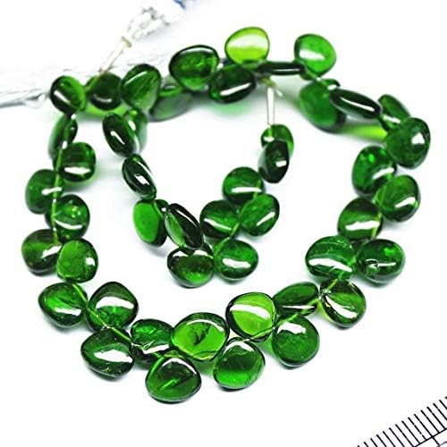Green Chrome Diopside Smooth Heart Drop Gemstone Loose Craft Beads Strand 8 Inch Long 8mm 7mm Code-HIGH-27149