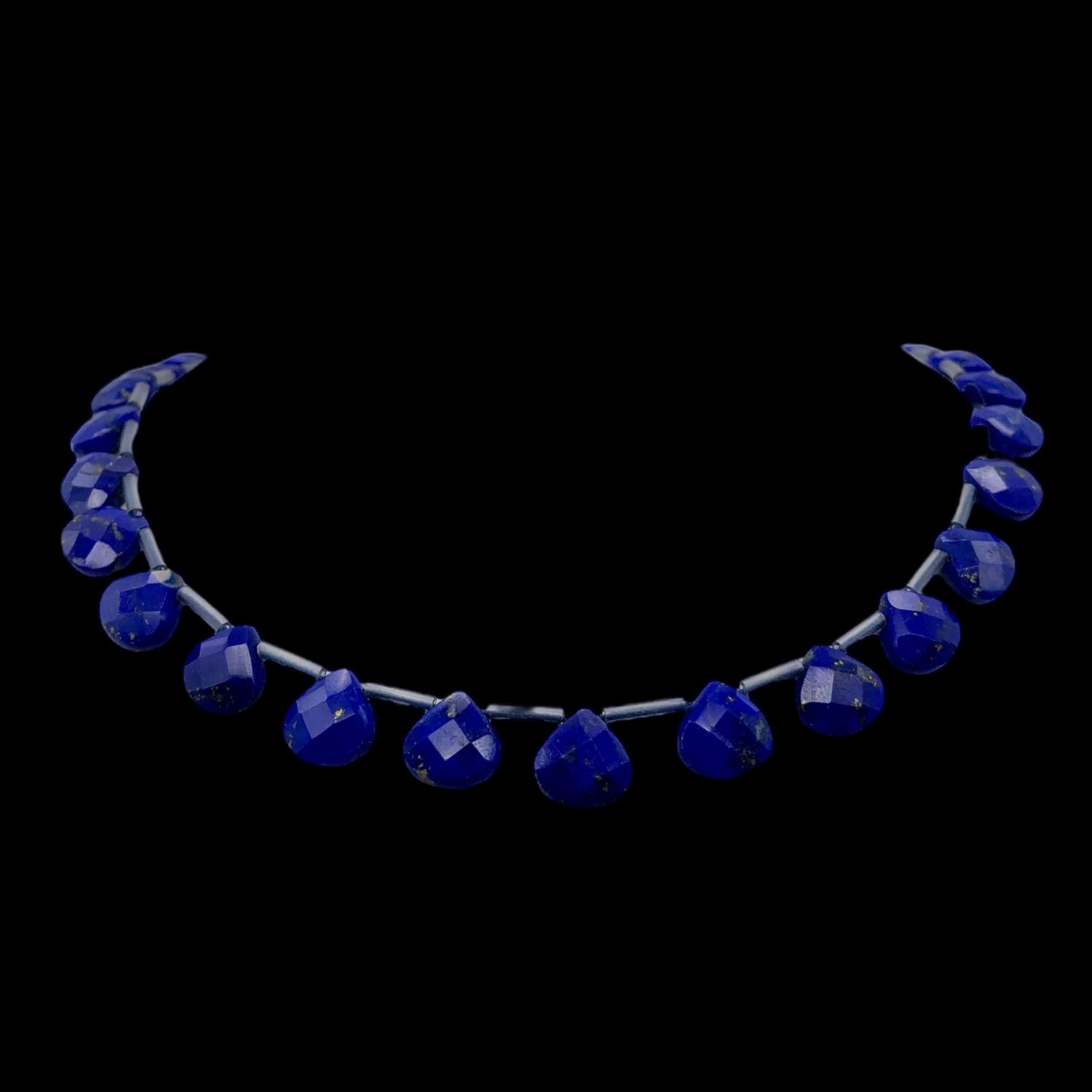 Fabulous Lapis Faceted 10x10mm Briolette Bead Strand 107259 for Jewelry Making