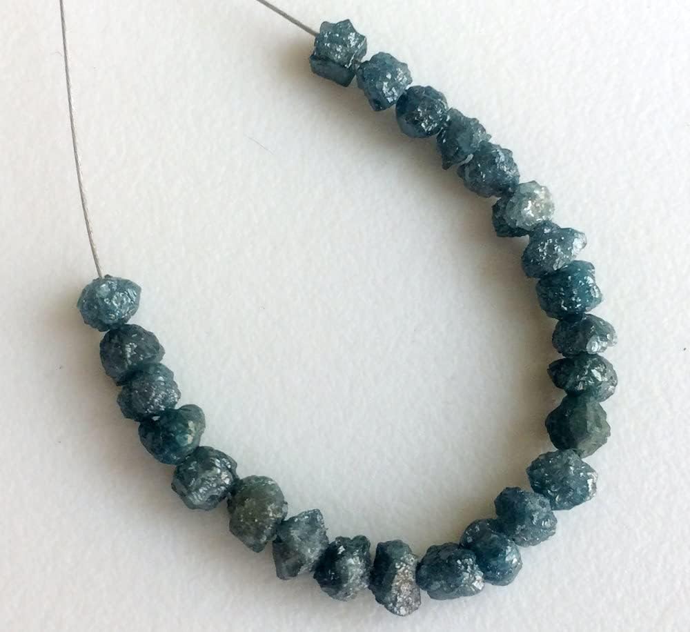 Women's 6-8mm Large Hole Bead, Blue Rough Diamond Beads, 1mm Drilled Blue Diamond Briolettes For Jewelry (1pc To 5Pc Options) - DS4053A