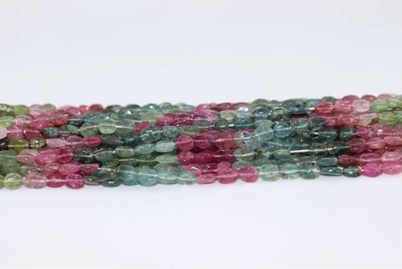 Multi Tourmaline Smooth Oval Shape Beads 5 * 7 mm Tourmaline Plain Beads Tourmaline Plain Oval Beads Wholesale Beads for Making Jwelery