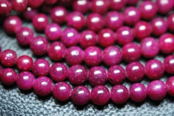 8 Inch Full Strand, AAA Quality, Natural Dyed Ruby Smooth Round Balls Beads,6-8mm