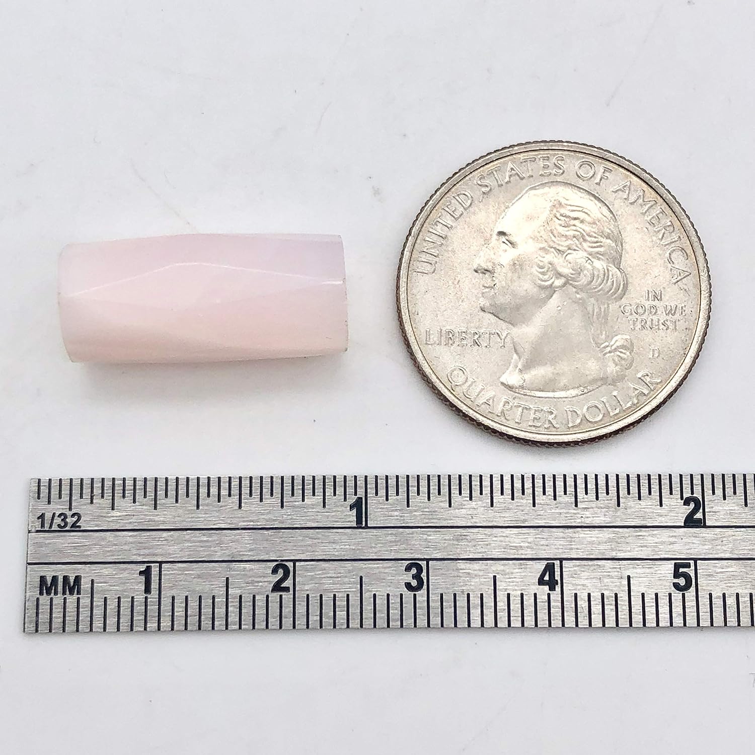 Mangano Pink Calcite Faceted Tube Bead 15