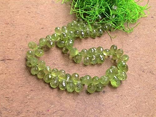 5 to 7 mm - 60 Pcs mm Peridot Briolette Faceted Drops