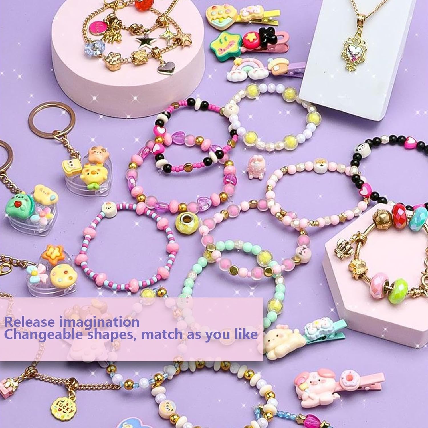 Bead Bracelet Kit, Bracelet Craft Supplies, Colorful Bracelet Kit, Multifunctional Bead Kit, Funny Bracelet Kit, Bracelet Making Kit, Colorful Charm Bracelet Making Kit for Girls