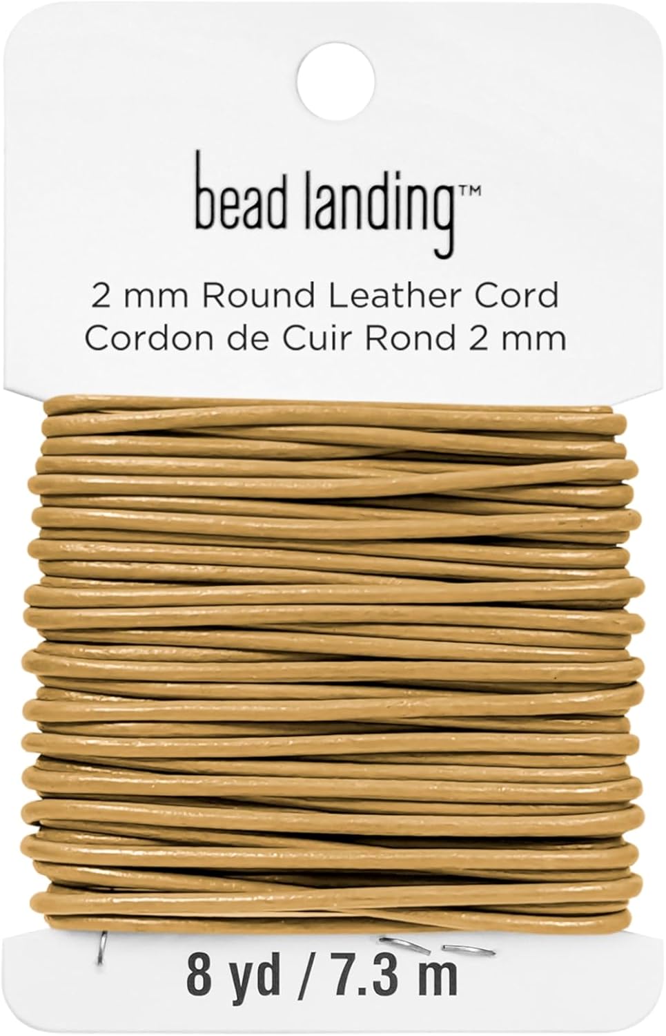 Bead Landing 2mm Tan Round Leather Cord – 8 Yards Per Pack, 96 Yards Total for Jewelry Making, Braiding, Beading & Craft Projects, 12 Pack