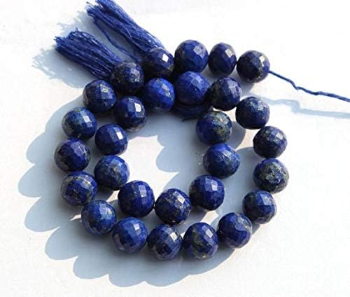 10 Inches Long 8x8mm Natural Lapis Lazuli Faceted Round Ball Beads/Semiprecious Gemstone Beads Code-HIGH-42181