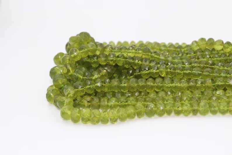 Natural Peridot Faceted Rondelle Beads 6-10mm Green Peridot Rondelle Wholesale Beads Strand for Jewelry Making Craft