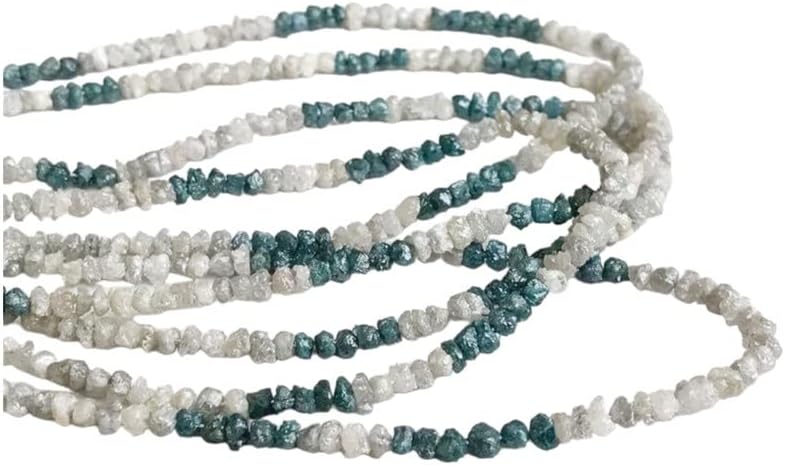 2-3.5mm White, Gray And Blue Shaded Rough Diamonds, Natural Raw Diamond Beads, Uncut Diamond Beads For Jewelry (4IN To 8IN Options)- DS3300, 2-3.5 MM