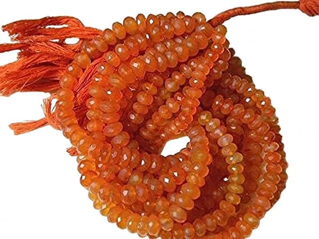 Carnelian Rondelle Beads, Original Gemstone, Micro Faceted Rondelle Beads, 7mm Beads, 7 Inch lot of 25 Strands CHIK-STRD-97882