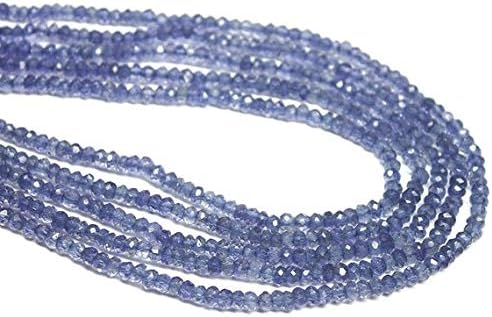 Natural Blue Iolite Faceted Rondelle Micro Gemstone Craft Loose Beads Strand 13 Inch Long 3mm Code-HIGH-889