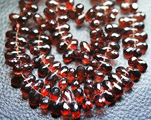 13 inch natural beads strand of 6-7mm faceted drop mozambique garnet gemstone briolletes beads for DIY jewelry - necklace, bracelet, earring, ring.