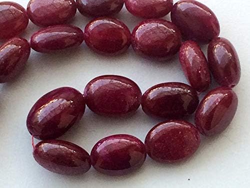 16 inch Strand of Natural Ruby 17-22 mm Oval Smooth Beads for Jewelry Making - Ruby Beads, Ruby Jewelry, Ruby Necklace, Ruby Smooth Plain Tumble Beads, 17-22mm, 16 inch Full Strand