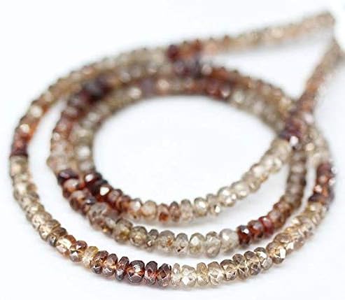 1 strand brown shaded zircon rondelle faceted 4'' long strand gemstone beads, jewelry supplies for jewelry making, bulk beads, for meditation jewellery gemstone 3mm to 4mm