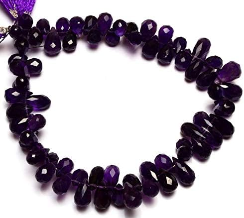 13 inch natural beads strand of 5x7-6x10MM faceted drop african amethyst gemstone briolletes beads for DIY jewelry - necklace, bracelet, earring, ring.