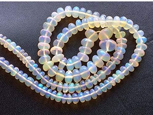13 inch natural beads strand of 4-7mm smooth rondelle ethiopian welo opal gemstone beads for DIY jewelry - necklace, bracelet, earring, ring.