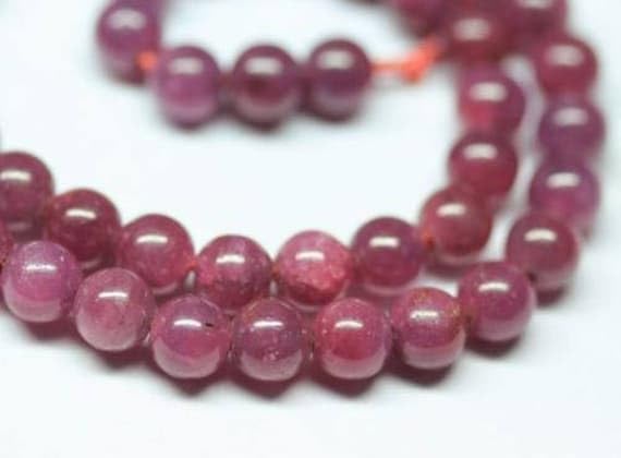 Beads Gemstone Natural Rare Red Ruby Untreated Blood Smooth Round Ball Gemstone Craft Loose Beads Strand 16 Inch Long 8mm Code-HIGH-26949