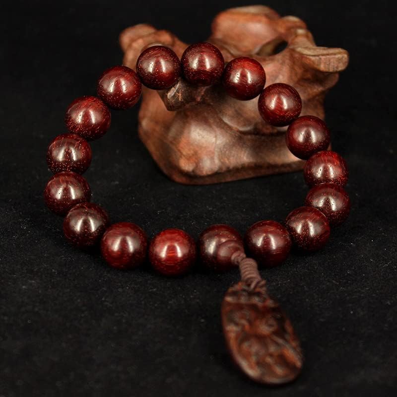 Mascot Wooden Crafts Wood Carving Art Wood Decoration Artwork 印度小叶紫檀12mm手串打磨带金星佛珠加生肖挂坠款式可选(小叶紫檀12mm加生肖挂坠)