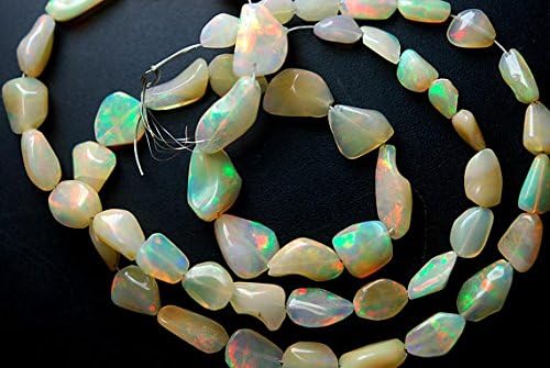 21 Inches Full Strand, Super Finest Full Fire Flash, Natural Ethiopian OPAL Nuggets, LARGE Size 13-8MM