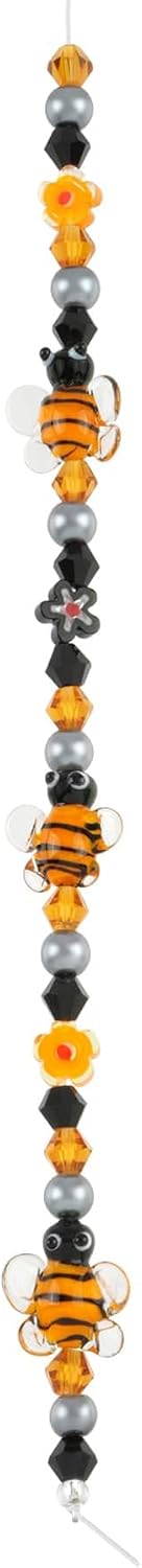 Bead Landing Bee Lampwork Glass Bead Mix – Handmade Nature-Inspired Beads in Orange and Black for Jewelry Making, Bracelets, Necklaces & Crafts, 12 Pack