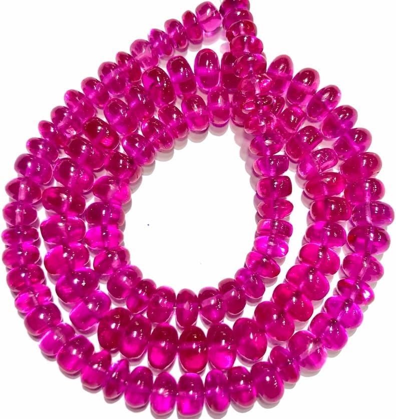 Natural Pink Spinel Roundelle Smooth Beads 8-10 MM 18 inch Long String Jewelry Making Gemstone Beads for Necklace Bracelet