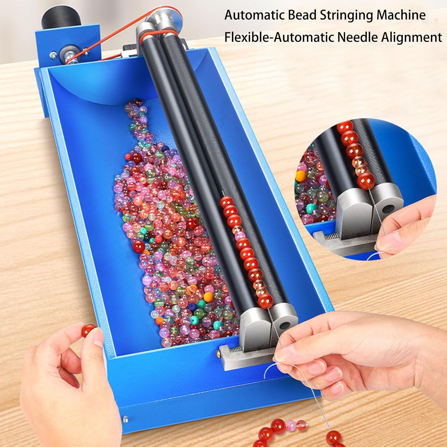 Multifunctional Automatic Handwork Bead String Machine, Small Home Use Bracelets Necklace Jewelry Beads Tool Flexible Automatic Needle Setting for Hobbyists and Craftsmen