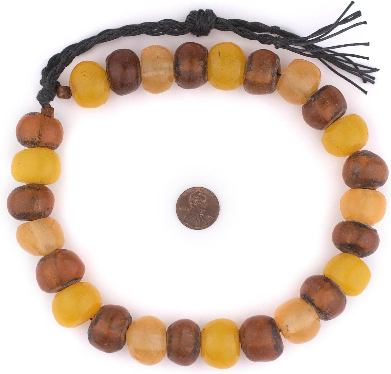 The Bead Chest Moroccan Translucent Amber Resin Beads Petite 21mm Morocco African Multicolor Round Large Hole 22 Inch Strand Handmade